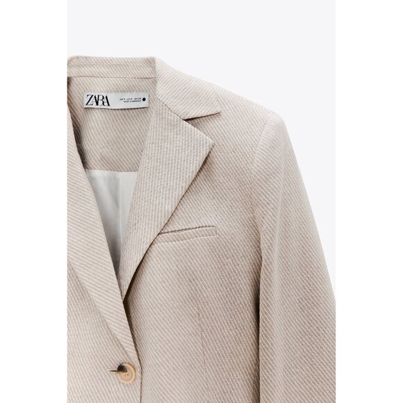 NEW Zara Limited Edition Linen Cropped Tweed Blazer Jacket, blogger Fav - Picture 13 of 16